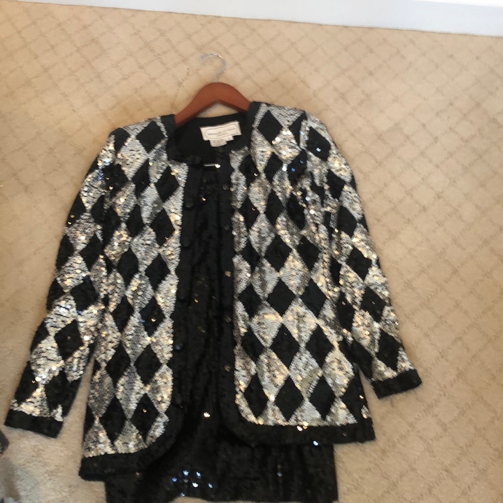 Vintage two-piece sequin silver and black